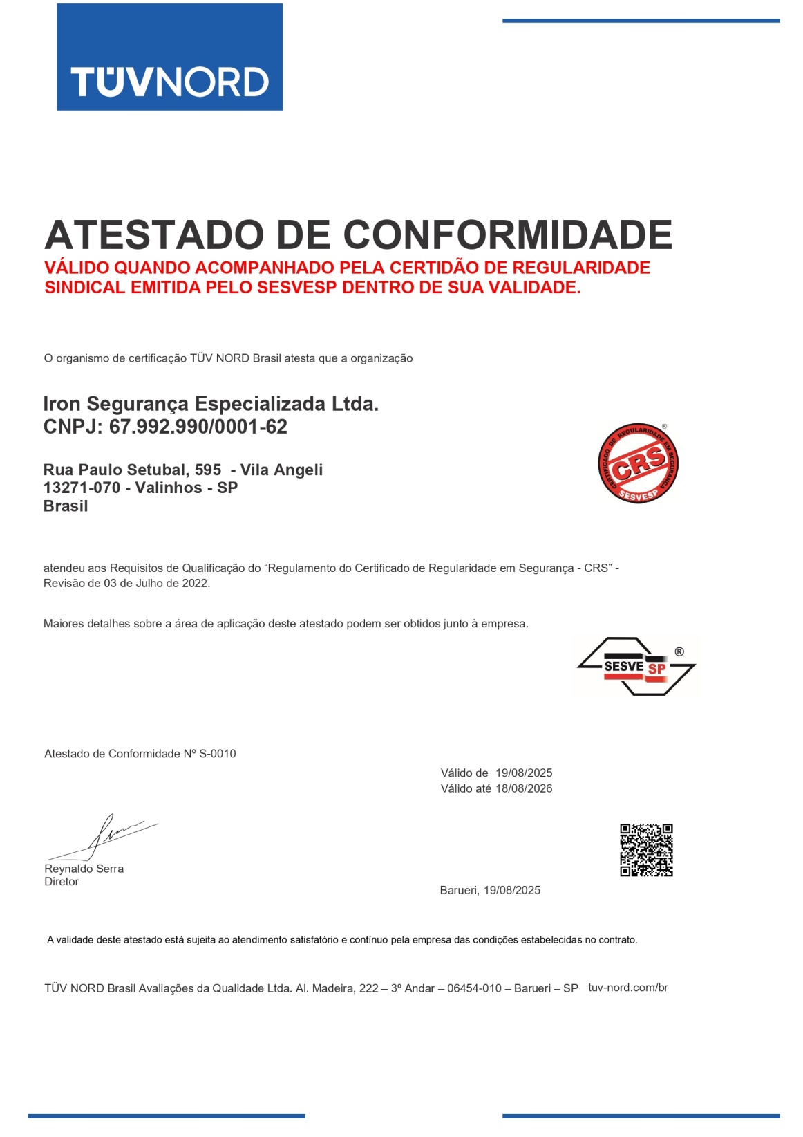 Grupo Iron Certificado BRTUV